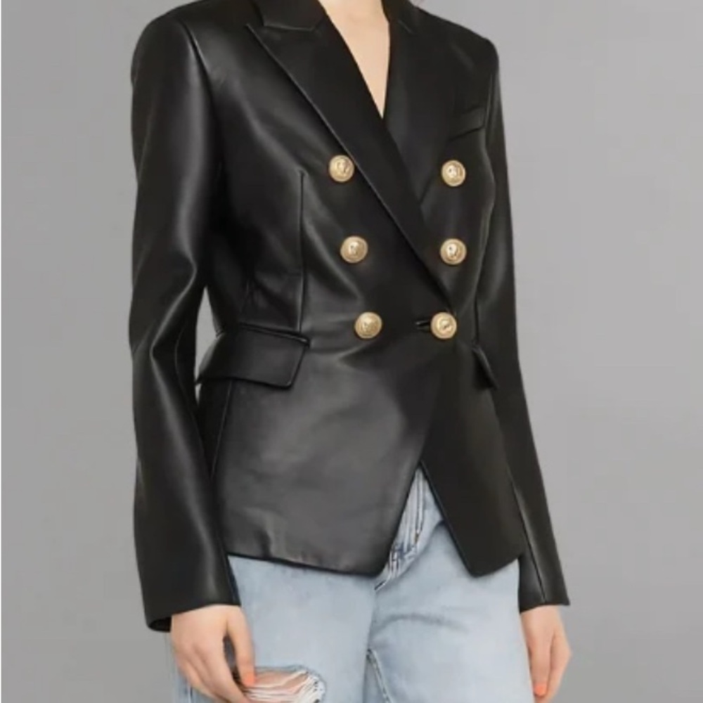 NWT Kinley Double Breasted Leather Blazer